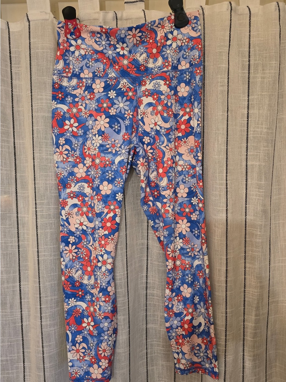 Fabletics Blue, Red & White Floral High-Rise Leggings